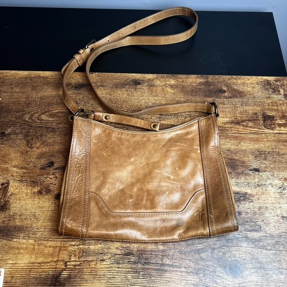 Frye Handbags - Frye Melissa Brown Leather Crossbody Zip Bag Shoulder READ